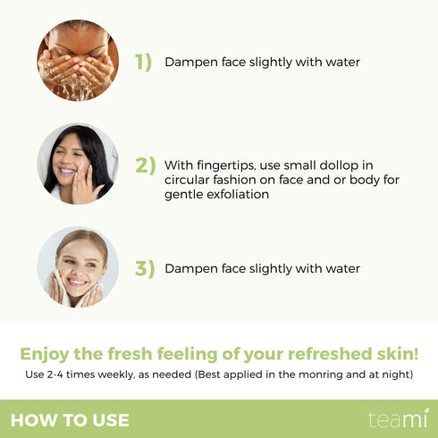 Teami Matcha Green Tea Facial Scrub, Hydrating, Moisturizing, and Exfoliating, Organic Face Exfoliator