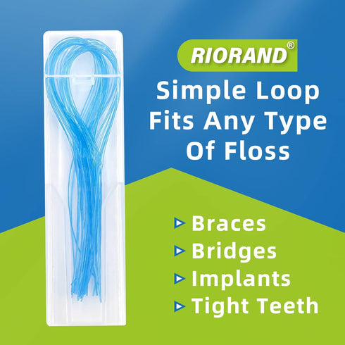 RioRand Floss Threaders, 200 Count, Essential Tool for Oral Health with Braces, Bridges, and Implants