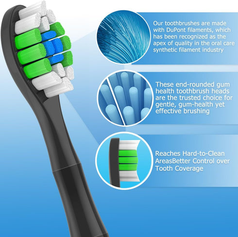 Replacement Toothbrush Heads - 12 Pack Compatible with Philips Sonicare Electric Toothbrush (12 Black)