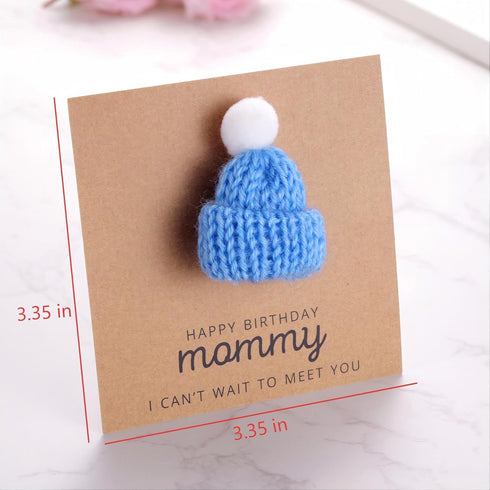 Mommy Mommy Ukodnus Baby Boy Reveal to Be Birthday Card with Blue Knitted Hat, Happy Birthday from the Bump, Pregnant