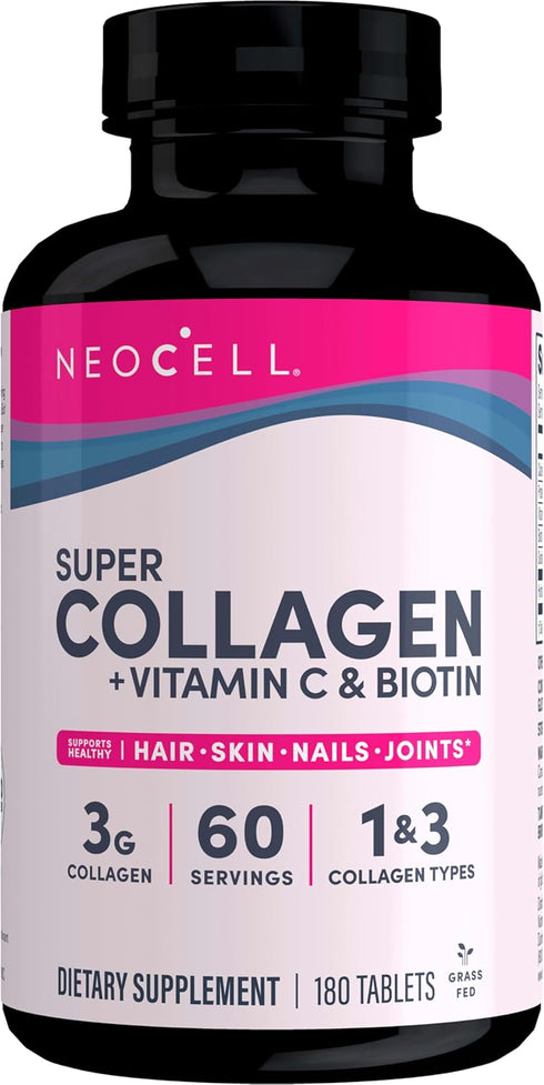 NeoCell Super Collagen with Vitamin C and Biotin, 180 Count, Skin, Hair and Nails Supplement