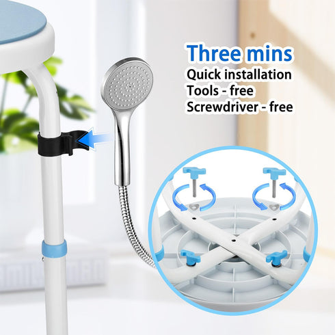 pxsulliao Foldable Adjustable Swivel Bath Seat Bathroom Bathtub Shower Chair Stool for Elderly and Disabled, Seniors