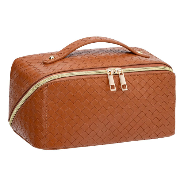 Large Capacity Travel Cosmetic Bag, Waterproof Toiletry Bag, Women Portable Makeup Bag with Handle and Divider