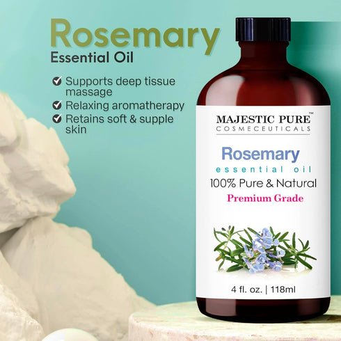 MAJESTIC PURE Rosemary Essential Oil, 100% Pure and Natural, Premium Grade for Hair Care and Aromatherapy
