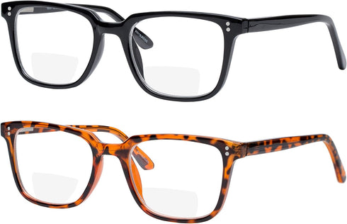 Yogo Vision 2 Pack Bifocal Reading Glasses, Anti Glare Lightweight Eyeglasses for Men and Women