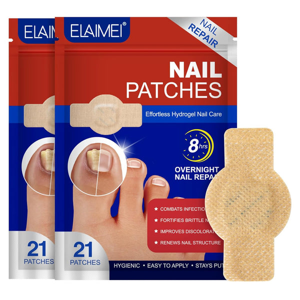 ISUNRISE Nail Repair Patches 42 Pcs, Toenail Treatment Extra Strength, 8-Hour Overnight Nail