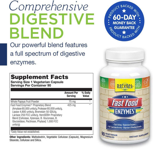 Natural Balance Fast Food Enzymes, 90 Capsules