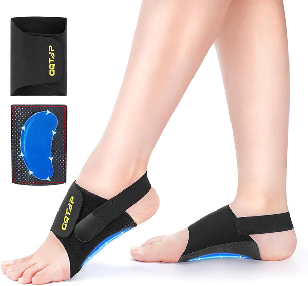 Arch Support Inserts for Plantar Fasciitis Relief, Adjustable Bands with Built-in Orthotics, Foot Arch Support with Gel