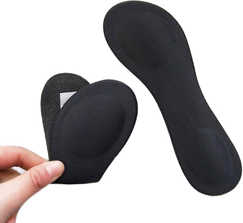 CB 4-Pairs Cloth Surface Sponge Inserts, Invisible Slim Lightweight Insoles Liners for Women's Shoes 5-7, Style A, Black