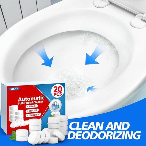 USKICH Toilet Bowl Cleaner Tablets, 20 PACK, Automatic Cleaners with Bleach
