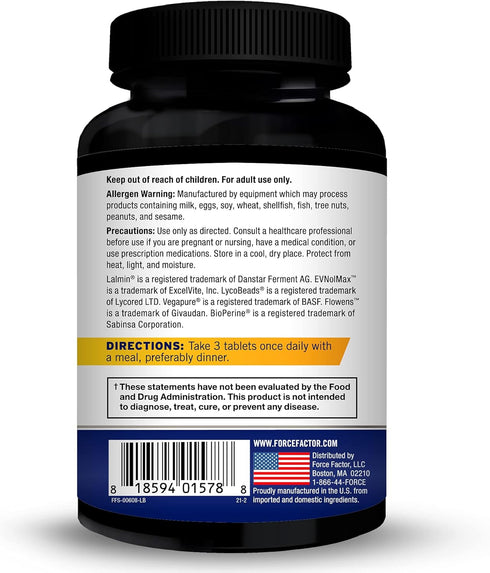 FORCE FACTOR Prostate Advanced, 180 Tablets (1-Pack) - Health Supplement for Men, Reducing Nighttime Bathroom Trips and