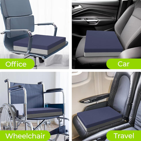 AUVON Ventilation Seat Cushion - Memory Foam for Tailbone Pain Relief, Waterproof, Non-Slip Base for Chair, Wheelchair