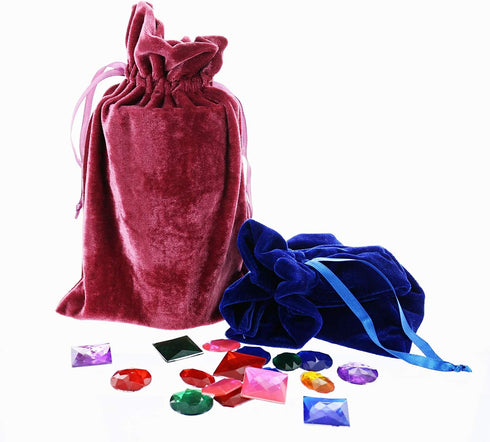 GiftExpress Velvet Tarot Rune Bag Bundle of 6: Moss Green, Royal Blue, Purple, Wine, Rose, Black, 6" x 9"