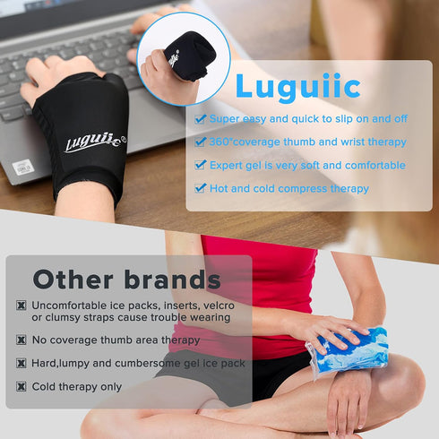Wearable Thumb Wrist Ice Pack, Hot Cold Compress for Hand Finger Injuries, Carpal Tunnel, Arthritis, Tendonitis,