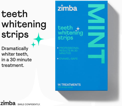 New Zimba Cherry Flavored Teeth Whitening Strips, Vegan, Enamel Safe, 14 Day Treatment