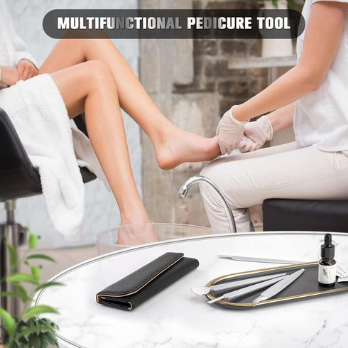 FERYES Pedicure Knife Ingrown Toenail Kit, 4 PCS Professional Tool Kit with Leather Case