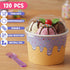 Jingmore 120 Set 6oz Ice Cream Paper Cups with Lids and Spoons, Disposable Sundae Bowls, Dessert Cups for Birthday