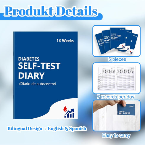 Diabetes Blood Pressure Log Book, Daily 3x4 inch Glucose Journal for Tracking Blood Sugar and Pressure (5)