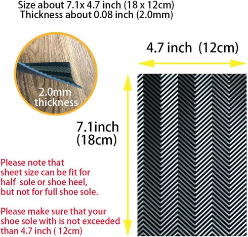 Unikstep 2 Pairs Shoe Sole Repair Rubber Sheets, Anti Slip Noise Reduction Grips, Size 7.1x4.7 Inches