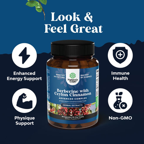 Balancing Berberine Plus 1200mg Per Serving Complex - Antioxidant Berberine with Ceylon Cinnamon, 90 Capsules for Heart
