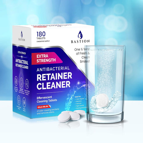 Retainer Cleaner & Denture Cleanser - 180 Effervescent Tablets, 6 Month Supply for Dental/Oral Appliances