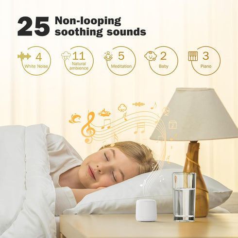 Paussion 25 White Noise Machine | Long-Lasting Fast Charging Portable Travel Mini Sound Machine with Soothing Sounds
