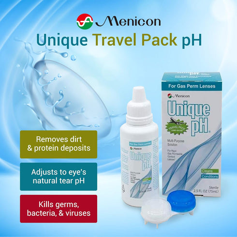 Unique pH Travel Pack - 2.5 Fluid Ounces Multipurpose Solution for Gas Permeable Contact Lenses