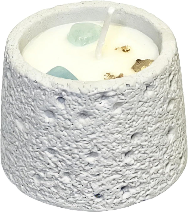 LUXE COVE Scented Candle, Soy Candle, Non-Toxic Aroma Candles, White Musk Scented, Aquamarine Crystal,