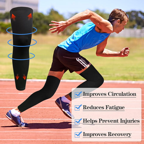 JEFHOMKIT 2Pairs Leg Sleeves,Full Leg Compression Sleeve,Compression Long Knee Sleeve,Sports Compression UV Long Leg