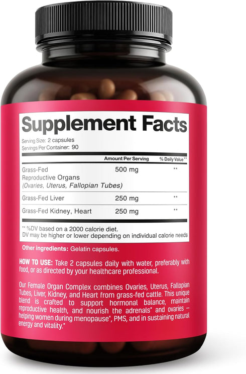 Next Form 6 1 100% 180 Beef Organ Supplement for Women in Complex Hormone Balance & Energy - Grass Fed & Pasture Raised