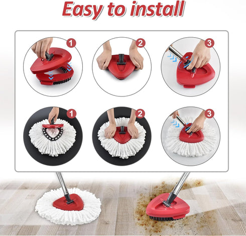 Set 1-Tank Mop Heads Replacements,Scrubber Head,Base and Pedal Bearing Replacement Combo for O-Cedar EasyWring