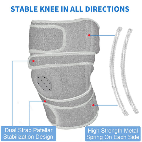 Nvorliy Plus Size Knee Brace for Pain Relief, Extra Large Adjustable Support with Side Stabilizers (3XL/4XL, Grey)