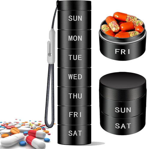 MAOTAO 7 Day Pill Organizer Small Travel Size, Weekly Pill Case with Removable