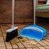 BristleComb Outdoor Broom & Dustpan Set - 49" Long Adjustable Broom, Self-Cleaning Comb & 2 Interchangeable Heads