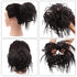 Tousled Updo Messy Bun Hair Piece Scrunchies, Synthetic Wavy Ponytail Extension for Women (Natural Black) -2#