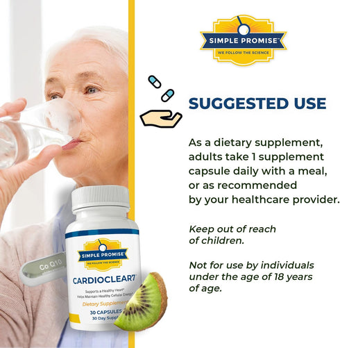 Cardio Clear 7 - Heart Health Supplements with CoQ 10 - Maintain Cellular Energy, 30 Day Supply