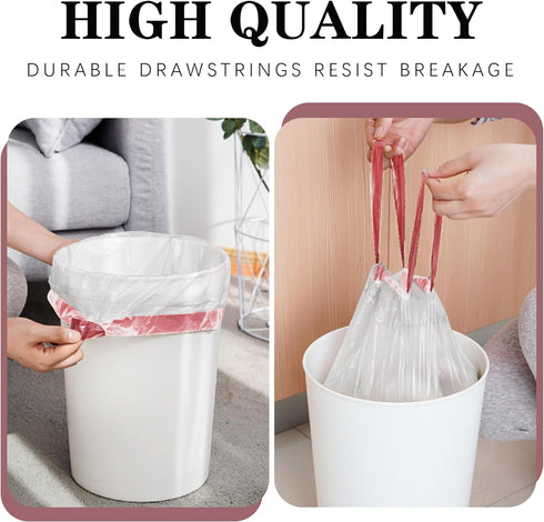 120 Count 8 Gallon Plastic Trash Bags, Black Drawstring Thick Garbage Bags for Office, Kitchen, Home