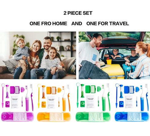 Portable Orthodontic Oral Care Kit, 2 Pack Travel Kit for Patients, Interdental Brushing Wax Floss