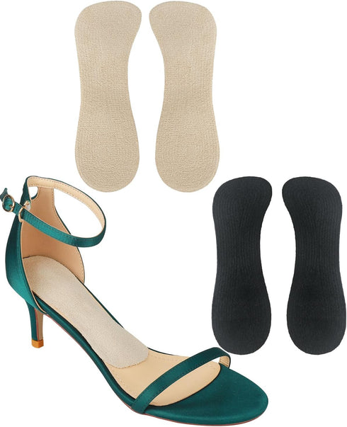 (2 Pairs) Weight Shifting Insoles for High Heels, Gel Cushion Inserts for Pain Relief, Self-Adhesive Anti-Slip Heel Pad