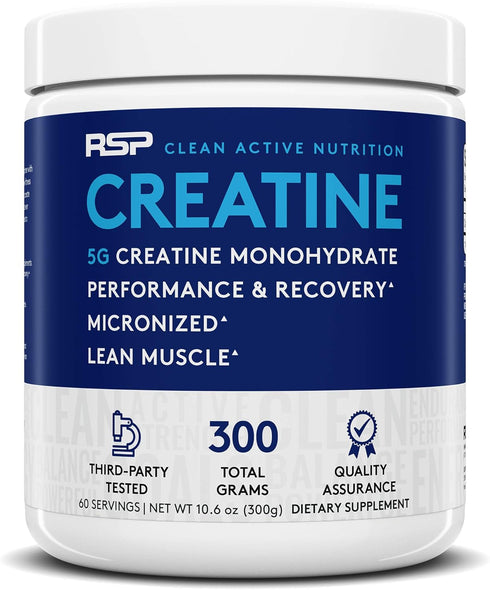 RSP Creatine Monohydrate, Pure Micronized Powder Supplement for Strength, Muscle Recovery, 10.6 Ounce