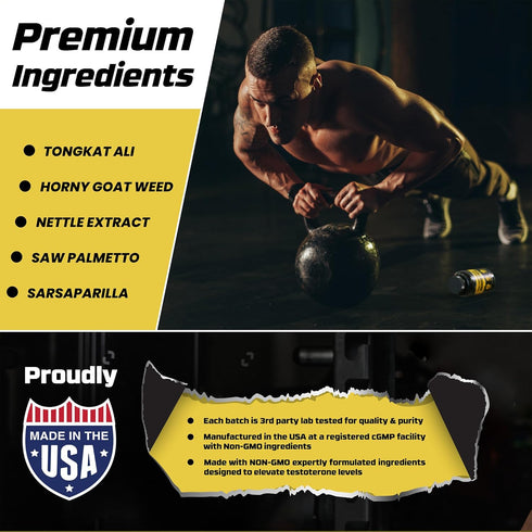 Testosterone Booster - Male Enhancing Pills for Muscle Growth, Libido, Stamina - Total T Test Boost - 2 PACK