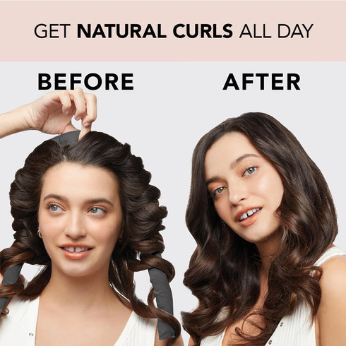 Kitsch Satin Heatless Curling Set - Overnight Hair Curlers for Heatless Curls, Charcoal