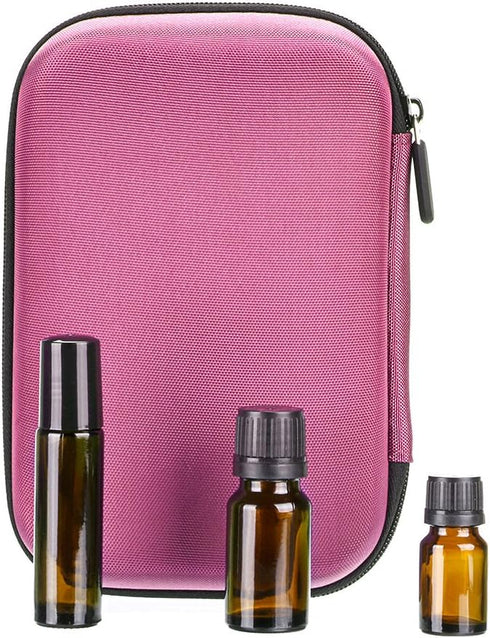 Hipiwe Hard Shell Essential Oil Carrying Case Holds 12 Bottles (Travel Size Organizer, Pink)