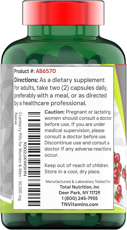Cranberry Pills for Women & Men (30,000 MG - 90 Capsules) | Supports Urinary Tract Health