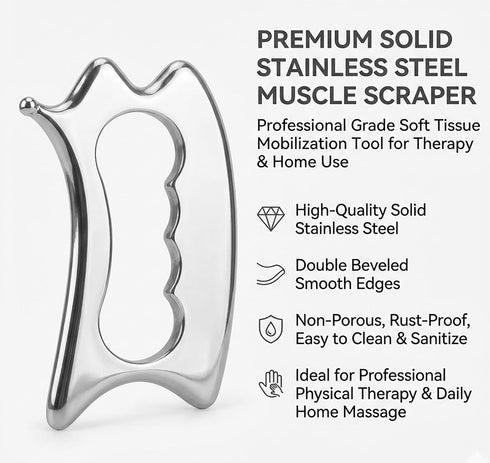 MINZHOUYA QKIIP Muscle Scraper Tool for Back & Legs, Enlarged Myofascial Massage Release Tool, Stainless Steel Scraping