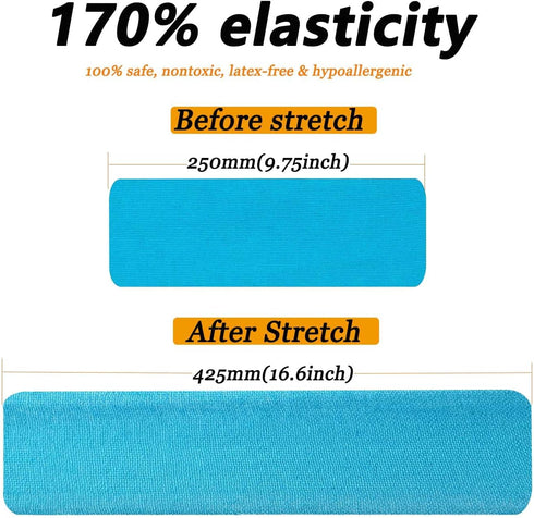 Kinesiology Tape Pro Sports (60 Precut Strips) for Pain Relief in Muscles & Joints, Waterproof Athletic Tape