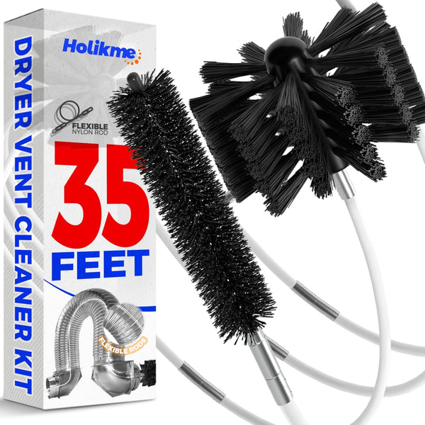 Holikme 35 Feet Dryer Vent Cleaning Brush, Lint Remover, Synthetic Brush Head for Power Drill Use