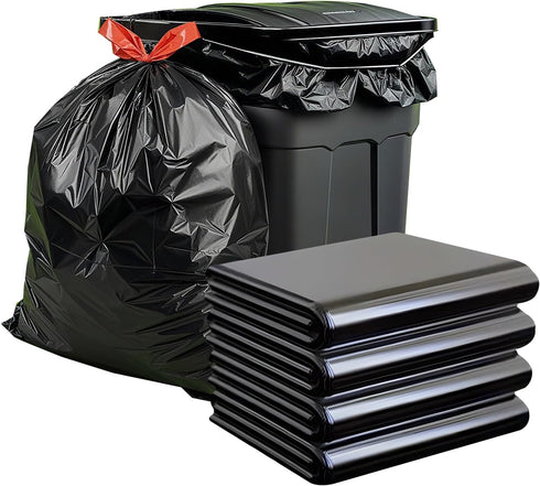 Uieogio 6-10 75 75 Count 45 cm 50 cm,18x20 Inches Gallon Heavy Duty Trash Bags with Tie Ties - Extra Thick, Leak-Proof
