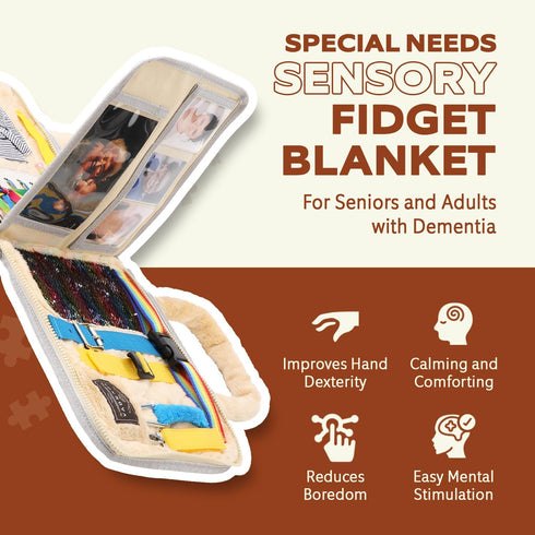 VonNova Fidget Blanket - Dementia Products for Elderly - Fidget Blanket for Adults with Dementia - Alzheimers