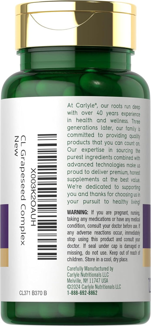 Carlyle Grape Seed Extract 4,000mg | 120 Quick Release Capsules | Non-GMO, Gluten Free Supplement